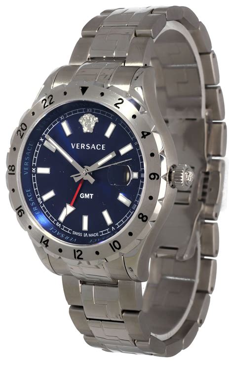 versace gmt v1101 0015|Versace Hellenyium GMT Blue Dial Men's Watch V1101 0015.